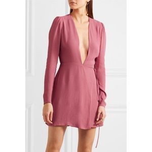 Reformation Antique Rose Georgette Wrap Mini Dress